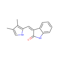 Cc1c[nH]c(/C=C2\C(=O)Nc3ccccc32)c1C ZINC000013780163