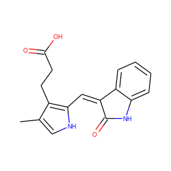 Cc1c[nH]c(/C=C2\C(=O)Nc3ccccc32)c1CCC(=O)O ZINC000003815485