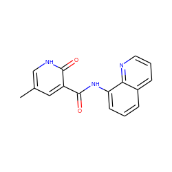 Cc1c[nH]c(=O)c(C(=O)Nc2cccc3cccnc23)c1 ZINC000064539058