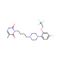 Cc1c[nH]c(=O)n(CCCCN2CCN(c3ccc(F)cc3OCC(F)(F)F)CC2)c1=O ZINC000013489996