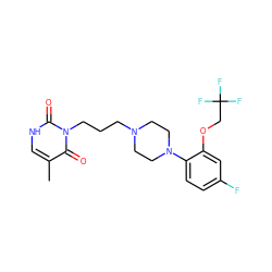 Cc1c[nH]c(=O)n(CCCN2CCN(c3ccc(F)cc3OCC(F)(F)F)CC2)c1=O ZINC000000602058