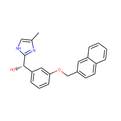 Cc1c[nH]c([C@@H](O)c2cccc(OCc3ccc4ccccc4c3)c2)n1 ZINC000013822755