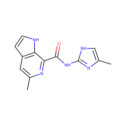 Cc1c[nH]c(NC(=O)c2nc(C)cc3cc[nH]c23)n1 ZINC000095577714