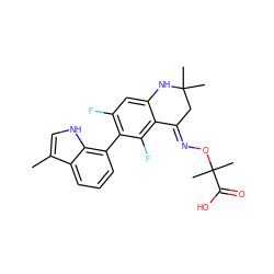 Cc1c[nH]c2c(-c3c(F)cc4c(c3F)/C(=N/OC(C)(C)C(=O)O)CC(C)(C)N4)cccc12 ZINC000071319315