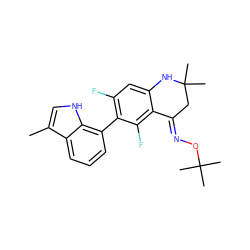 Cc1c[nH]c2c(-c3c(F)cc4c(c3F)/C(=N/OC(C)(C)C)CC(C)(C)N4)cccc12 ZINC000071318143