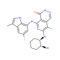 Cc1c[nH]c2c(Nc3nc(N[C@@H]4CCCC[C@@H]4N)c(F)c4cn[nH]c(=O)c34)cc(F)cc12 ZINC000147028719