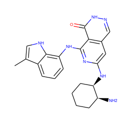 Cc1c[nH]c2c(Nc3nc(N[C@@H]4CCCC[C@@H]4N)cc4cn[nH]c(=O)c34)cccc12 ZINC000147030978