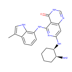 Cc1c[nH]c2c(Nc3nc(N[C@@H]4CCCC[C@@H]4N)cc4nc[nH]c(=O)c34)cccc12 ZINC000169338606