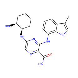 Cc1c[nH]c2c(Nc3nc(N[C@@H]4CCCC[C@@H]4N)cnc3C(N)=O)cccc12 ZINC000205944141