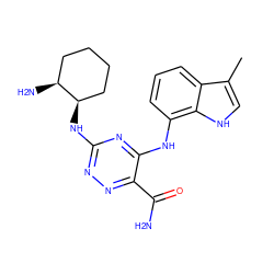 Cc1c[nH]c2c(Nc3nc(N[C@@H]4CCCC[C@@H]4N)nnc3C(N)=O)cccc12 ZINC000205940866