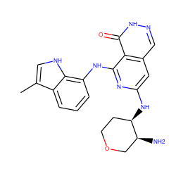 Cc1c[nH]c2c(Nc3nc(N[C@@H]4CCOC[C@@H]4N)cc4cn[nH]c(=O)c34)cccc12 ZINC000147026882