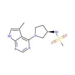 Cc1c[nH]c2ncnc(N3CC[C@@H](NS(C)(=O)=O)C3)c12 ZINC000053312524