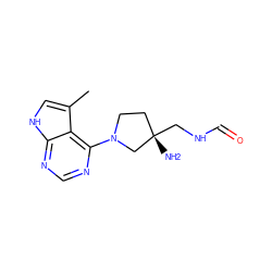 Cc1c[nH]c2ncnc(N3CC[C@](N)(CNC=O)C3)c12 ZINC000053243150
