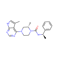 Cc1c[nH]c2ncnc(N3CCN(C(=O)N[C@H](C)c4ccccc4)[C@@H](C)C3)c12 ZINC000299837066
