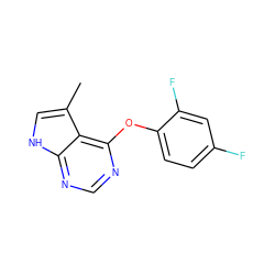 Cc1c[nH]c2ncnc(Oc3ccc(F)cc3F)c12 ZINC000169331613