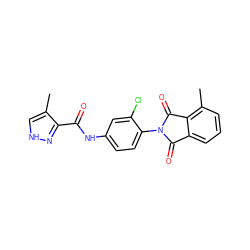 Cc1c[nH]nc1C(=O)Nc1ccc(N2C(=O)c3cccc(C)c3C2=O)c(Cl)c1 ZINC000653708665