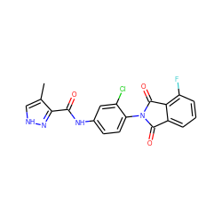 Cc1c[nH]nc1C(=O)Nc1ccc(N2C(=O)c3cccc(F)c3C2=O)c(Cl)c1 ZINC000653693430