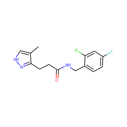 Cc1c[nH]nc1CCC(=O)NCc1ccc(F)cc1Cl ZINC000058603141