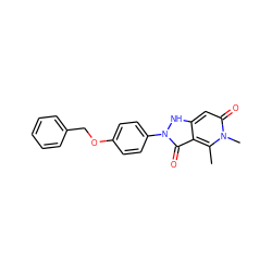 Cc1c2c(=O)n(-c3ccc(OCc4ccccc4)cc3)[nH]c2cc(=O)n1C ZINC000064447994