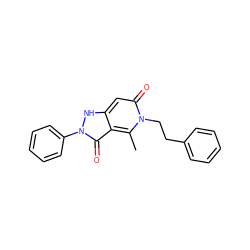 Cc1c2c(=O)n(-c3ccccc3)[nH]c2cc(=O)n1CCc1ccccc1 ZINC000018244306