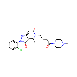 Cc1c2c(=O)n(-c3ccccc3Cl)[nH]c2cc(=O)n1CCCC(=O)N1CCN(C)CC1 ZINC000064448297