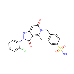 Cc1c2c(=O)n(-c3ccccc3Cl)[nH]c2cc(=O)n1Cc1ccc(S(N)(=O)=O)cc1 ZINC000064447447