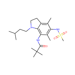 Cc1c2c(c(NC(=O)C(C)(C)C)c(C)c1NS(C)(=O)=O)N(CCC(C)C)CC2 ZINC000003819880