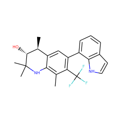 Cc1c2c(cc(-c3cccc4cc[nH]c34)c1C(F)(F)F)[C@H](C)[C@@H](O)C(C)(C)N2 ZINC000066098025