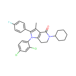 Cc1c2c(n(-c3ccc(Cl)cc3Cl)c1-c1ccc(F)cc1)CCN(C1CCCCC1)C2=O ZINC000028706490