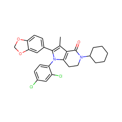 Cc1c2c(n(-c3ccc(Cl)cc3Cl)c1-c1ccc3c(c1)OCO3)CCN(C1CCCCC1)C2=O ZINC000028706519