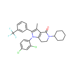 Cc1c2c(n(-c3ccc(Cl)cc3Cl)c1-c1cccc(C(F)(F)F)c1)CCN(C1CCCCC1)C2=O ZINC000028706522