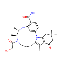 Cc1c2c(n3c1CCCN(C(=O)CO)[C@@H](C)[C@H](C)Nc1cc-3ccc1C(N)=O)CC(C)(C)CC2=O ZINC000072177139