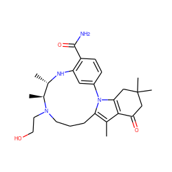 Cc1c2c(n3c1CCCN(CCO)[C@@H](C)[C@H](C)Nc1cc-3ccc1C(N)=O)CC(C)(C)CC2=O ZINC000072177937