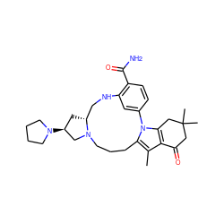 Cc1c2c(n3c1CCCN1C[C@@H](N4CCCC4)C[C@@H]1CNc1cc-3ccc1C(N)=O)CC(C)(C)CC2=O ZINC000071341075