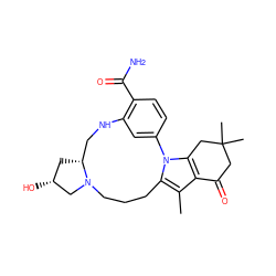 Cc1c2c(n3c1CCCN1C[C@H](O)C[C@@H]1CNc1cc-3ccc1C(N)=O)CC(C)(C)CC2=O ZINC000071341365