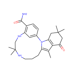 Cc1c2c(n3c1CCCNC(C)(C)CNc1cc-3ccc1C(N)=O)CC(C)(C)CC2=O ZINC000071318539