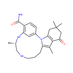 Cc1c2c(n3c1CCCNC[C@H](C)Nc1cc-3ccc1C(N)=O)CC(C)(C)CC2=O ZINC000066156779