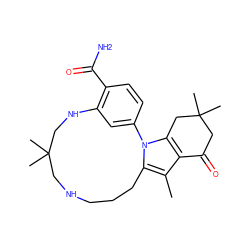 Cc1c2c(n3c1CCCNCC(C)(C)CNc1cc-3ccc1C(N)=O)CC(C)(C)CC2=O ZINC000071296836