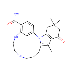 Cc1c2c(n3c1CCCNCCNc1cc-3ccc1C(N)=O)CC(C)(C)CC2=O ZINC000071296924