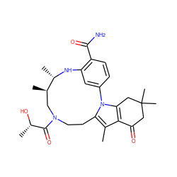 Cc1c2c(n3c1CCN(C(=O)[C@H](C)O)C[C@@H](C)[C@H](C)Nc1cc-3ccc1C(N)=O)CC(C)(C)CC2=O ZINC000072177557