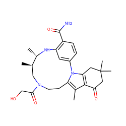 Cc1c2c(n3c1CCN(C(=O)CO)C[C@@H](C)[C@H](C)Nc1cc-3ccc1C(N)=O)CC(C)(C)CC2=O ZINC000072178353