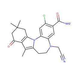 Cc1c2c(n3c1CCN(CC#N)c1cc(C(N)=O)c(Cl)cc1-3)CC(C)(C)CC2=O ZINC000299861981