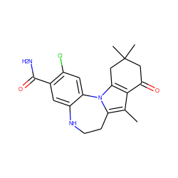 Cc1c2c(n3c1CCNc1cc(C(N)=O)c(Cl)cc1-3)CC(C)(C)CC2=O ZINC000299861062