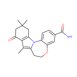 Cc1c2c(n3c1CCOc1cc(C(N)=O)ccc1-3)CC(C)(C)CC2=O ZINC000221484007