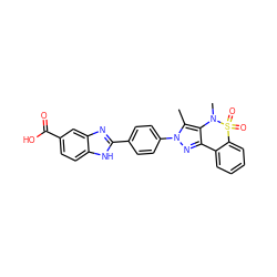 Cc1c2c(nn1-c1ccc(-c3nc4cc(C(=O)O)ccc4[nH]3)cc1)-c1ccccc1S(=O)(=O)N2C ZINC000169307429