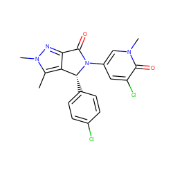 Cc1c2c(nn1C)C(=O)N(c1cc(Cl)c(=O)n(C)c1)[C@@H]2c1ccc(Cl)cc1 ZINC000220339983