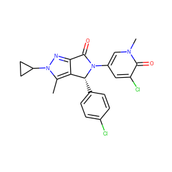 Cc1c2c(nn1C1CC1)C(=O)N(c1cc(Cl)c(=O)n(C)c1)[C@@H]2c1ccc(Cl)cc1 ZINC000220360161