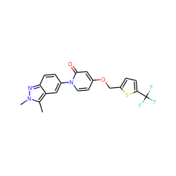 Cc1c2cc(-n3ccc(OCc4ccc(C(F)(F)F)s4)cc3=O)ccc2nn1C ZINC000653714298