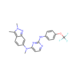 Cc1c2ccc(N(C)c3ccnc(Nc4ccc(OC(F)(F)F)cc4)n3)cc2nn1C ZINC000103261677