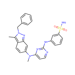 Cc1c2ccc(N(C)c3ccnc(Nc4cccc(S(N)(=O)=O)c4)n3)cc2nn1Cc1ccccc1 ZINC000040402381